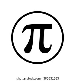 Pi symbol icon in circle . Vector illustration