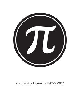 Pi symbol icon, logo design. Mathematical symbol of Pi (π) within a circular frame. Flat vector illustration.