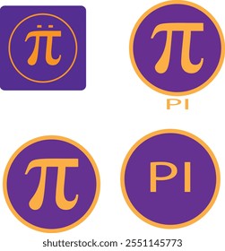 Pi symbol icon set. Set of pi symbols vector