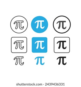 Conjunto de iconos de símbolo Pi Diseño vectorial.