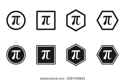 pi symbol icon set vector illustration isolated on white background.