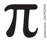 Pi symbol, icon, vector, logo design.  Pi silhouette design. Mathematical symbol of pi. Vector illustration.