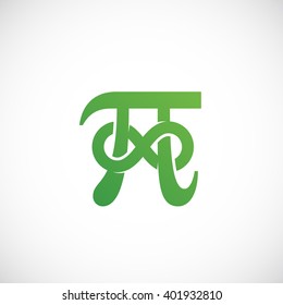 Pi Symbol with Infinity Sign Abstract Vector Icon, Label, Logo or Illustration. Isolated.