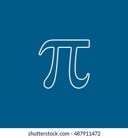 Pi Symbol Line Icon On Blue Background