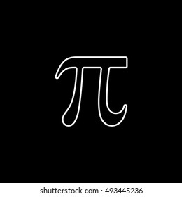 Pi Symbol Line Icon On Black Background