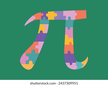 Pi symbol made of puzzle