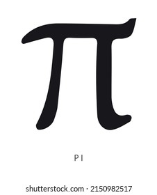 Pi Symbol, Mathematic Constant, Irrational Number 3.14, Simple Flat Vector Illustration Design