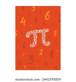 pi symbol with numbers. numbers inside pi symbol. pi symbol on orange sheet