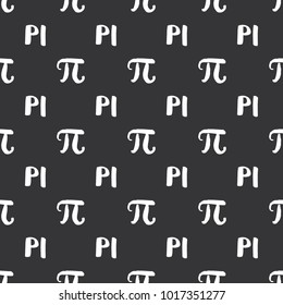 Pi symbol seamless pattern vector illustration. Hand drawn sketched Grunge mathematical signs and formulas, Vector illustration.