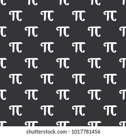 Pi symbol seamless pattern vector illustration. Hand drawn sketched Grunge mathematical signs and formulas, Vector illustration.