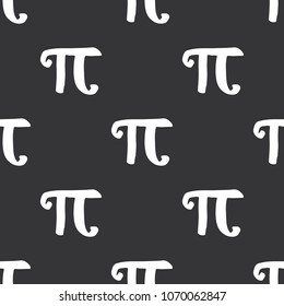 Pi symbol seamless pattern vector illustration. Hand drawn sketched Grunge mathematical signs and formulas, Vector illustration.