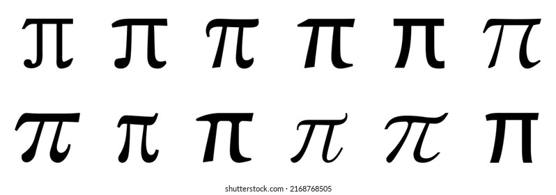 Pi Symbol Set. Pi griechisches Buchstabensymbol. Vektorgrafik einzeln auf weißem Hintergrund