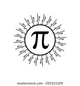 Pi symbol with sunburst