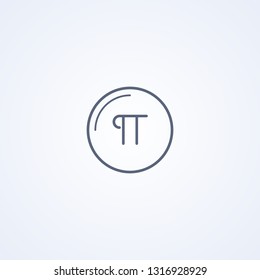 Pi symbol, vector best gray line icon on white background, EPS 10