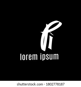 Pi tagline Initial handwriting logo vector	
sign