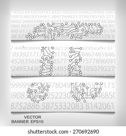 Pi technology shape banner eps10. Mathematics vector elegant illustration