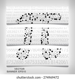 Pi technology shape banner. Mathematics vector elegant illustration