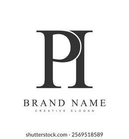 PI trendy logotype template. Initial letter p and i classic font style. Creative logo for company name or identity. Vector illustration.