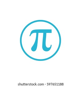 Pi vector icon. Blue circle