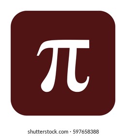 Pi vector icon. Brown button