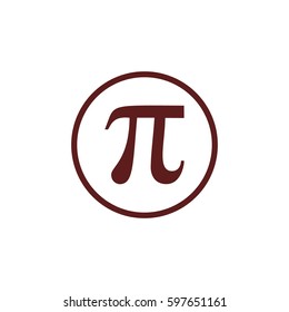 Pi vector icon. Brown circle