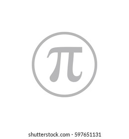 Pi vector icon. Gray circle