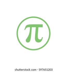 Pi vector icon. Green circle