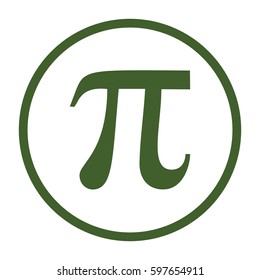 Pi vector icon. Large green button