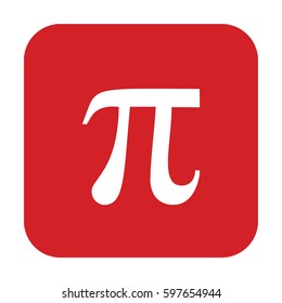Pi vector icon. Large red button