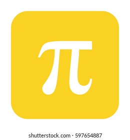 Pi vector icon. Large yellow button