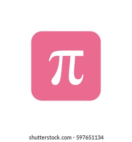 Pi vector icon. Pink button