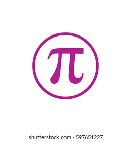 Pi vector icon. Purple circle