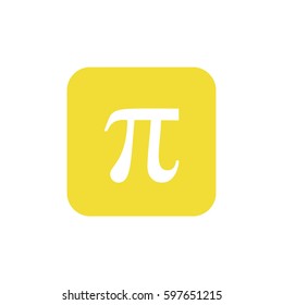 Pi vector icon. Yellow button