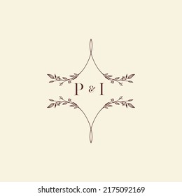 PI wedding initial logo letters in high quality professional design that will print well across any print media