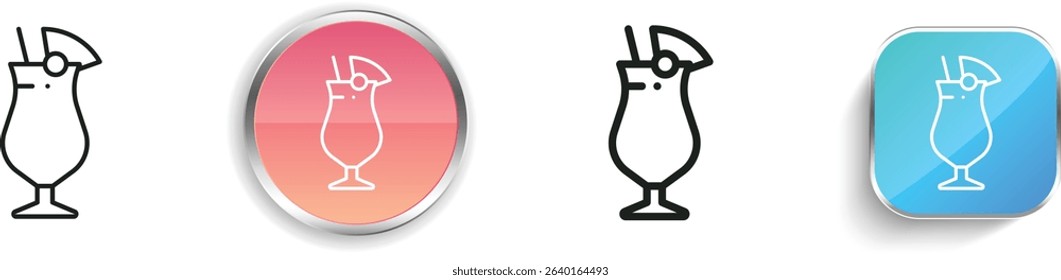 pia colada icon. Thin Linear, Regular and Button Style Design Isolated On White Background