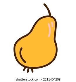 pia al estilo doodle. Ilustración vectorial de la fruta
