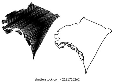 Piacabucu municipality (Alagoas state, Municipalities of Brazil, Federative Republic of Brazil) map vector illustration, scribble sketch Piacabucu map