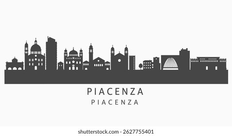 Piacenza with Italy Skyline Silhouette.