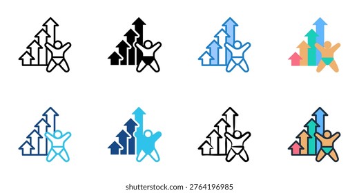 Piaget's stages icons set multiple style collection. Editable stroke 
