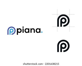 Logotipo de la carta piana - Logotipo de la carta creativa P