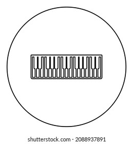 Pianino music keys ivory synthesizer icon in circle round black color vector illustration image outline contour line thin style simple