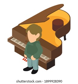 Pianist icon. Isometric illustration of pianist vector icon for web