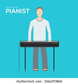 pianist icon vector. pianist sign on white background. pianist icon for web and app