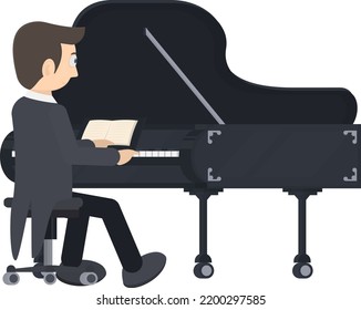 Pianist. Musician plays the piano, vector illustration