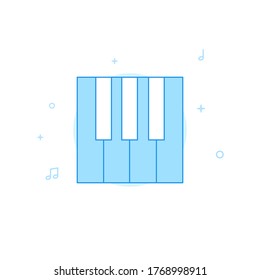 Pianista, pianista, icono vector de teclas de piano. Ilustración plana. Estilo de línea relleno. Diseño monocromo azul. Trazo editable. Ajustar el peso de la línea.