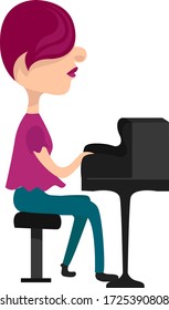 Pianista tocando, ilustração, vetor sobre fundo branco