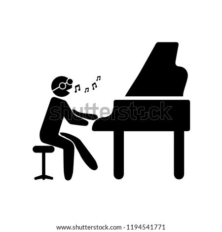 pianist playing piano icon. Elements of people profession in multi icons. Premium quality graphic design icon. Simple icon for websites, web design, mobile app on white background Foto d'archivio © 
