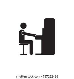 pianist playing piano icon on white background