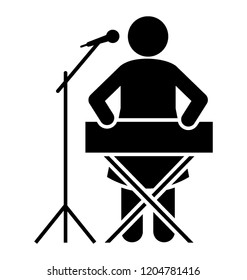 A pianist playing piano and singing 