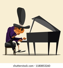 pianist pumpkin vector illustration 